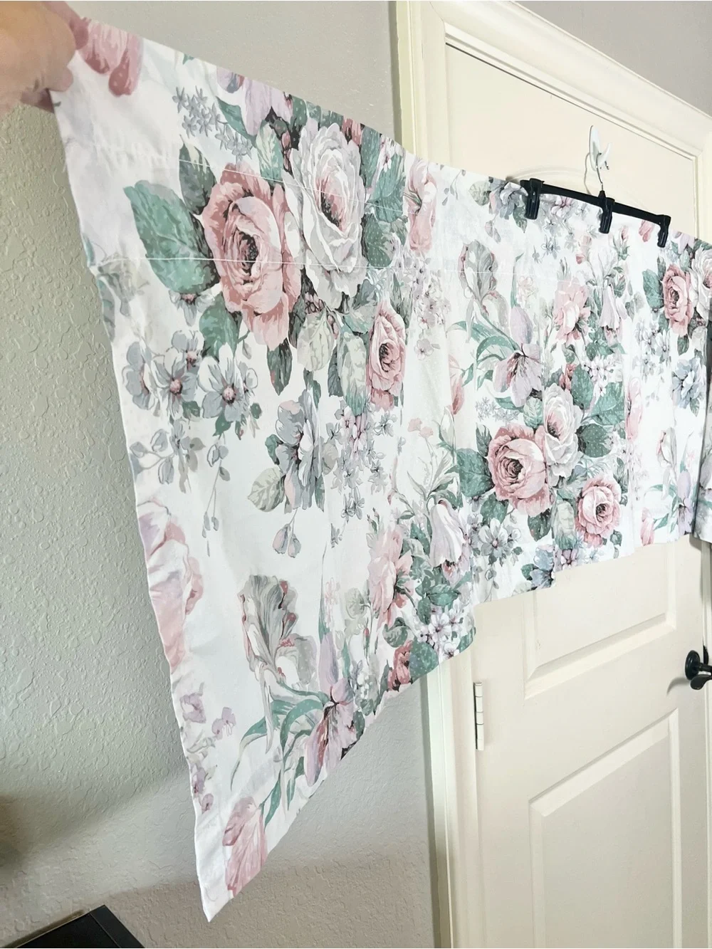 Vtg 1988 Martha Stewart Rose Floral Dotted Window Curtain Blouson Valance 88x25